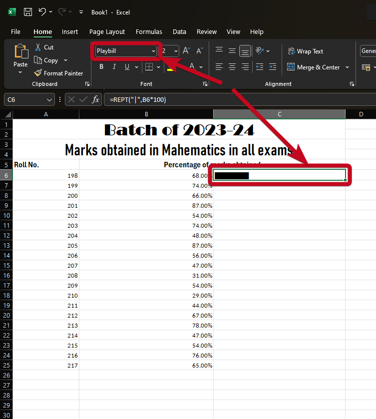 How to generate percentage bars Excel