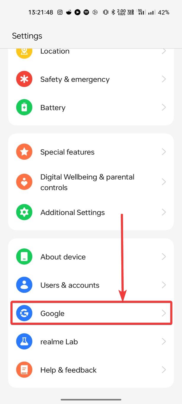 Open Google Settings on Android