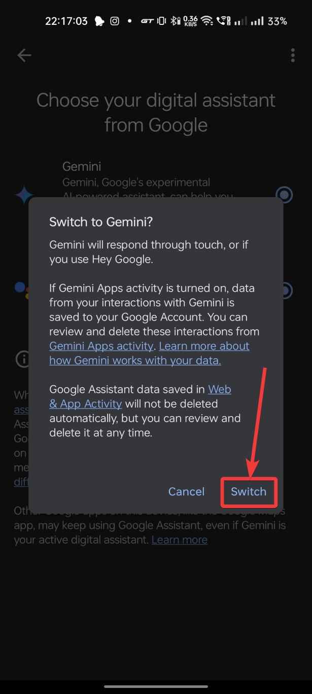 Switch to Gemini AI as default digital assistant 65