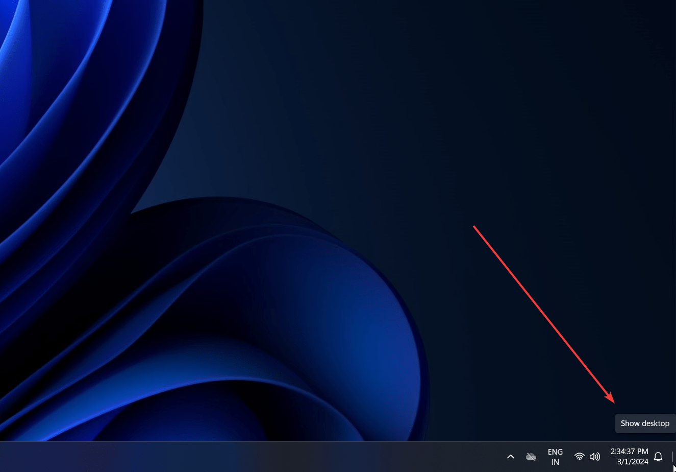 Getr Missing Show Desktop button on Windows 11