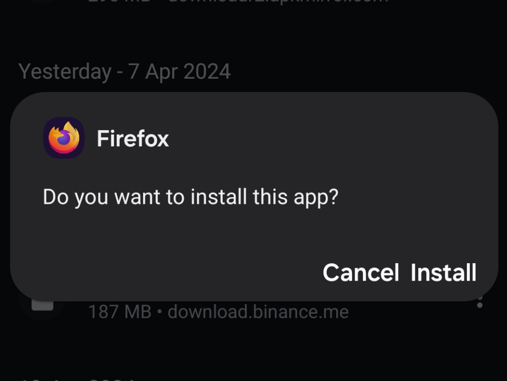 Install FireFox APK file