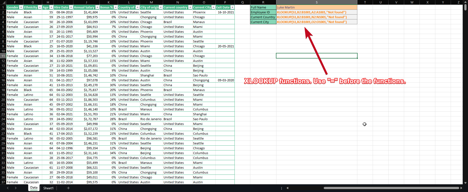 how to use XLOOKUP in Excel