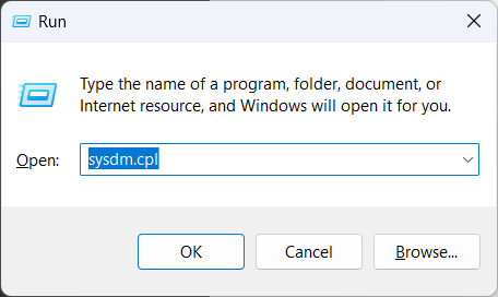 RUn command to open Windows System properties